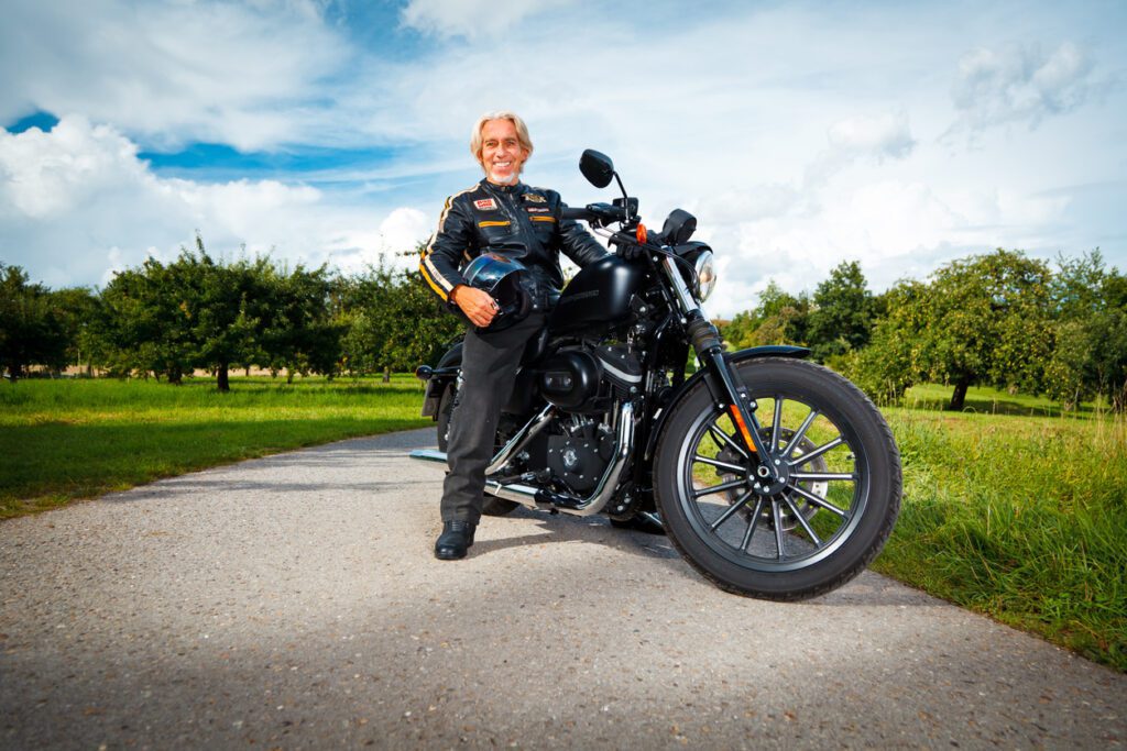 Old man on a Harley-Davidson at Harley-Davidson’s 120th anniversary